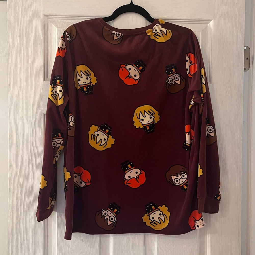 Harry Potter Burgundy Chibi Characters Fleece Top Cartoon - Picture 4 of 4